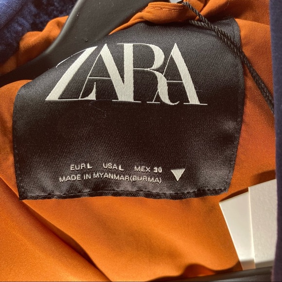 Zara Navy and Brown Quilted Jacket - Picture 6 of 6